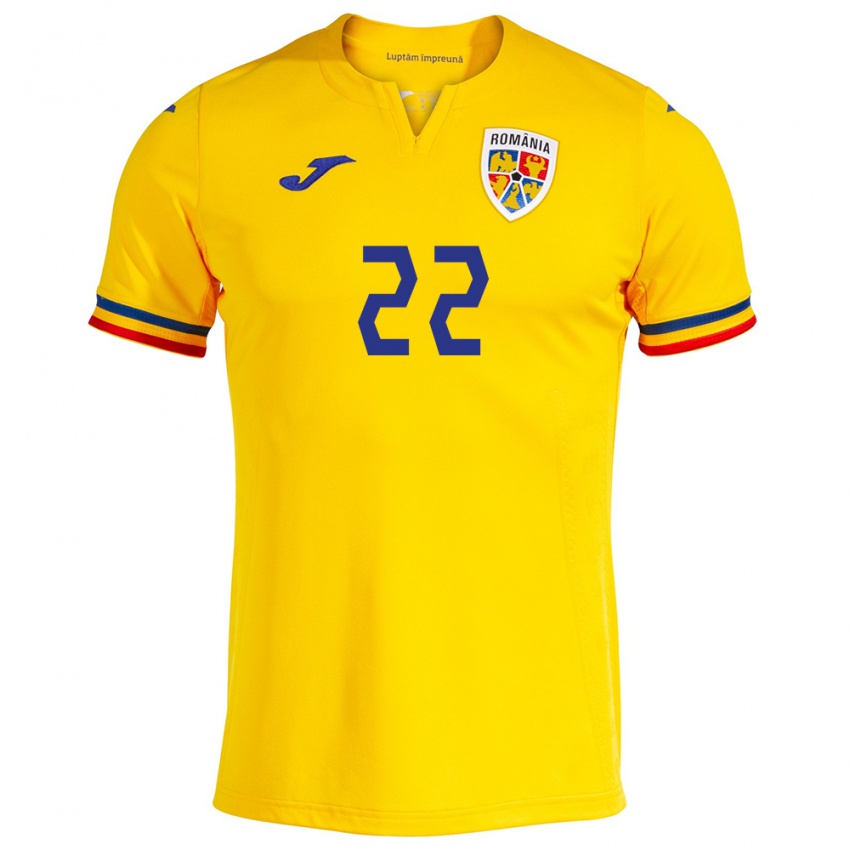 Kinder Rumänische Vladislav Blănuță #22 Gelb Heimtrikot Trikot 24-26 T-Shirt Österreich