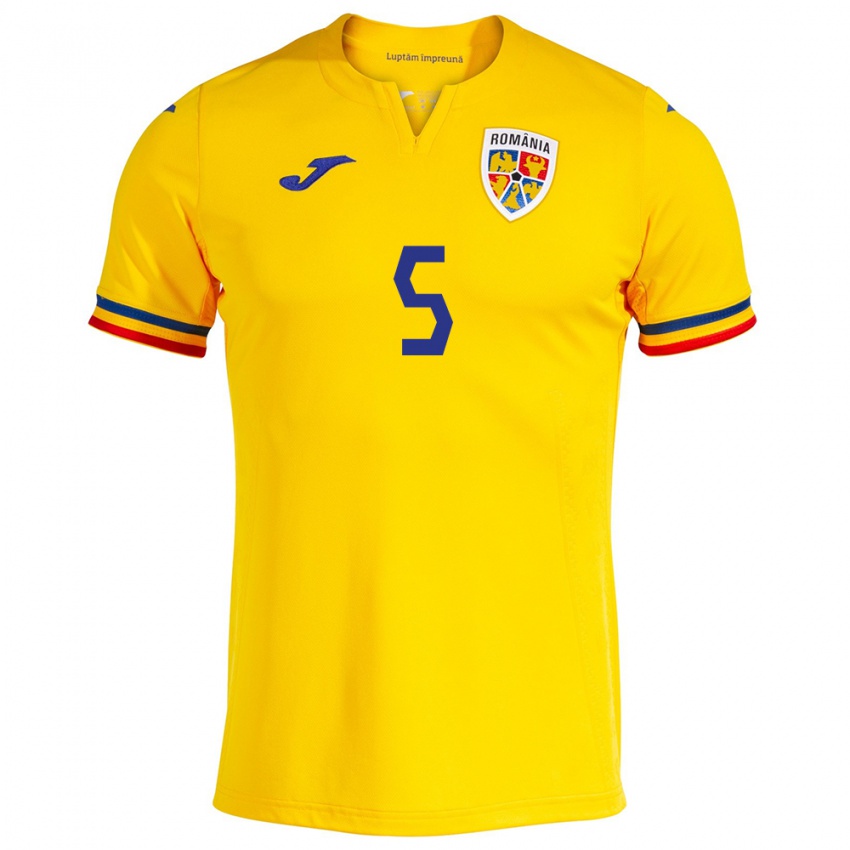 Kinder Rumänische Gabriel Dănuleasă #5 Gelb Heimtrikot Trikot 24-26 T-Shirt Österreich