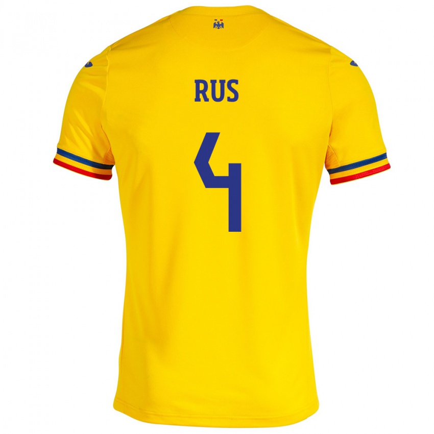 Kinder Rumänische Adrian Rus #4 Gelb Heimtrikot Trikot 24-26 T-Shirt Österreich