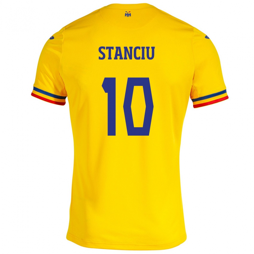 Kinder Rumänische Nicolae Stanciu #10 Gelb Heimtrikot Trikot 24-26 T-Shirt Österreich