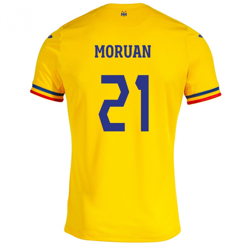Kinder Rumänische Olimpiu Moruţan #21 Gelb Heimtrikot Trikot 24-26 T-Shirt Österreich