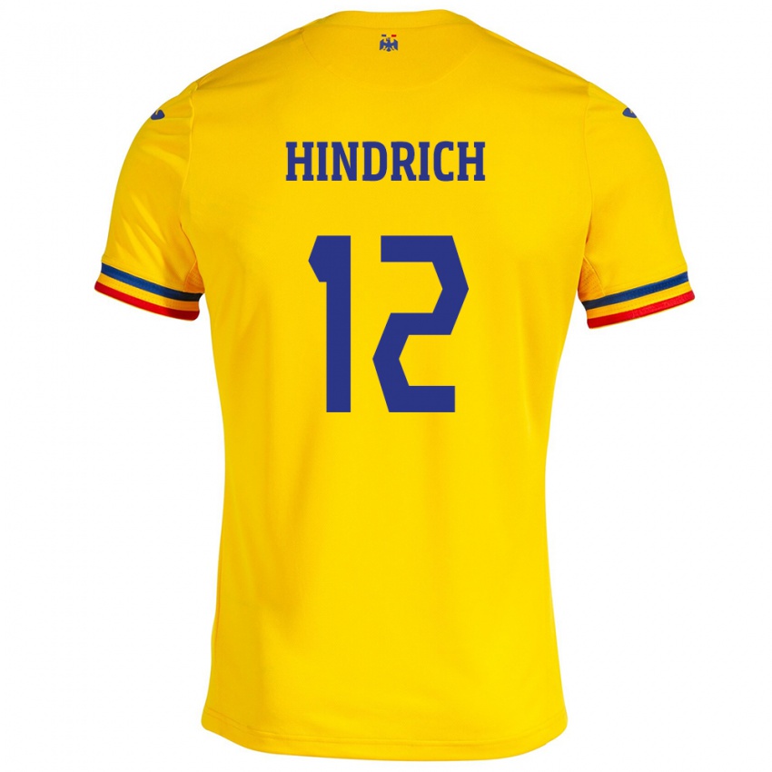 Kinder Rumänische Otto Hindrich #12 Gelb Heimtrikot Trikot 24-26 T-Shirt Österreich