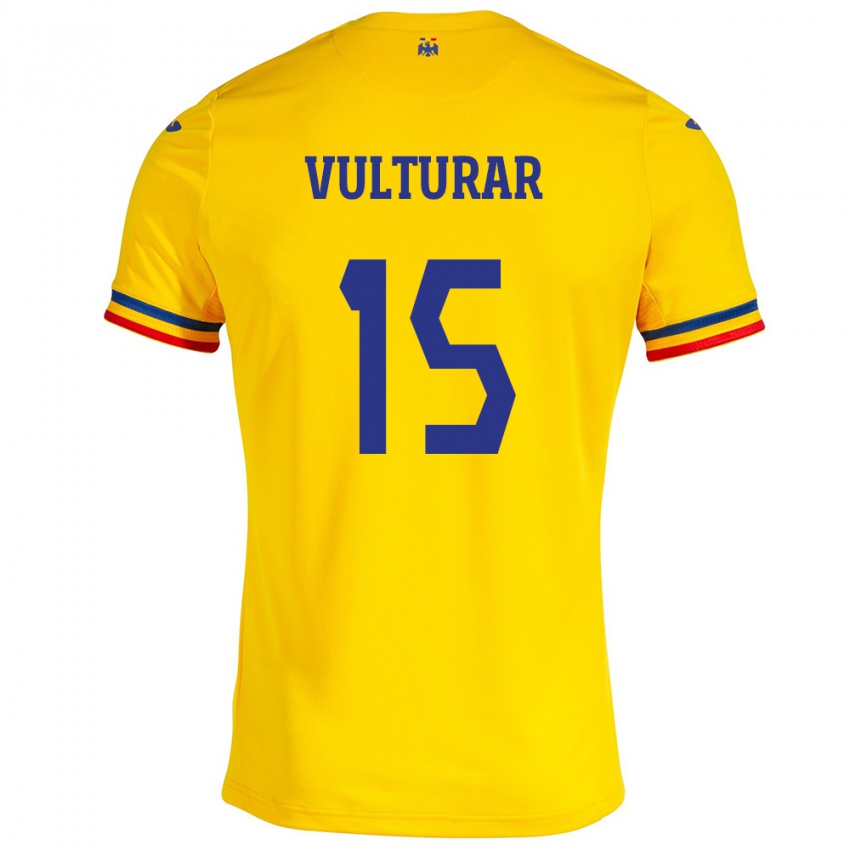 Kinder Rumänische Cătălin Vulturar #15 Gelb Heimtrikot Trikot 24-26 T-Shirt Österreich