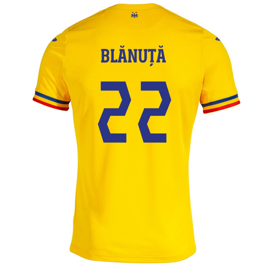 Kinder Rumänische Vladislav Blănuță #22 Gelb Heimtrikot Trikot 24-26 T-Shirt Österreich