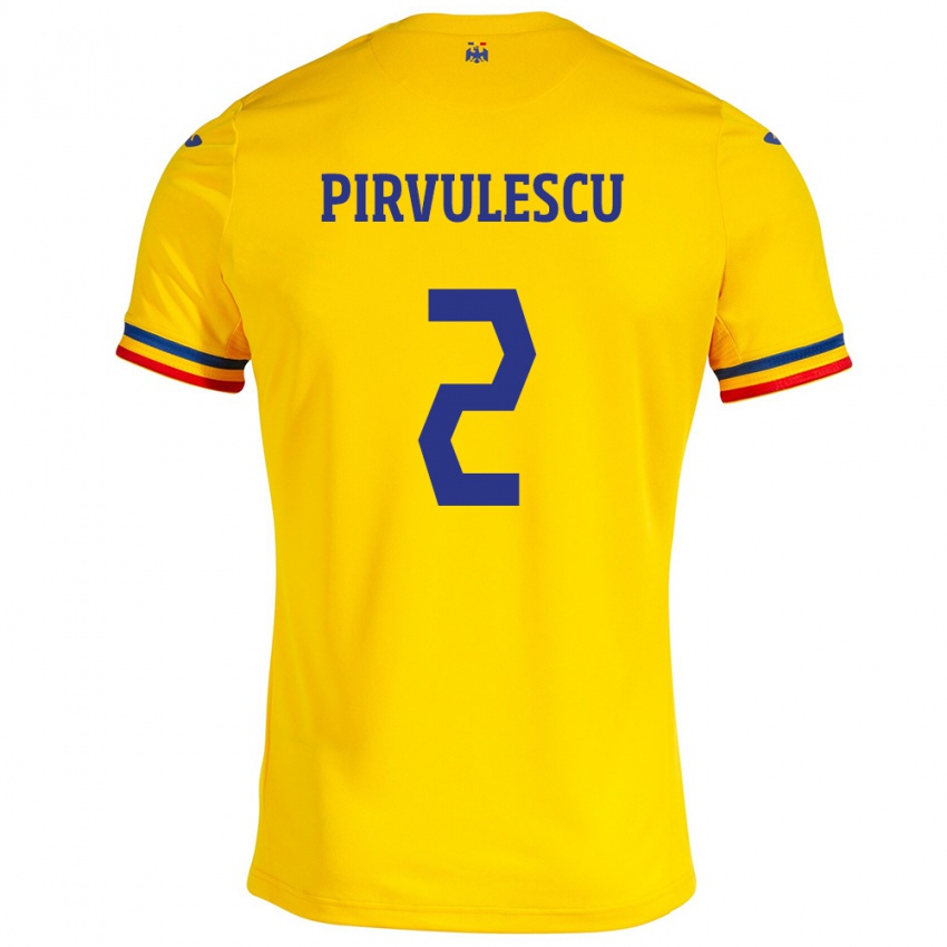 Kinder Rumänische Sergiu Pîrvulescu #2 Gelb Heimtrikot Trikot 24-26 T-Shirt Österreich