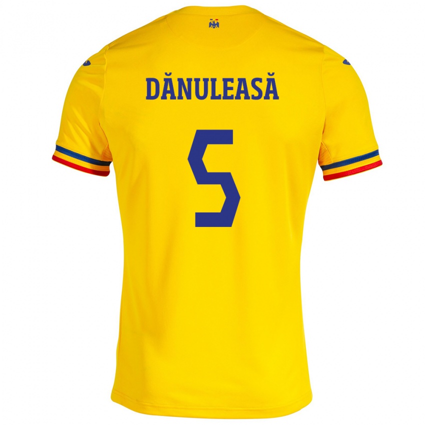 Kinder Rumänische Gabriel Dănuleasă #5 Gelb Heimtrikot Trikot 24-26 T-Shirt Österreich