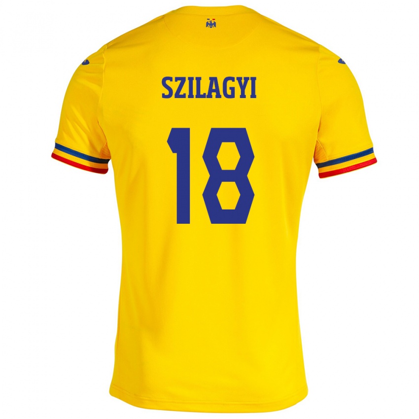 Kinder Rumänische Szabolcs Szilágyi #18 Gelb Heimtrikot Trikot 24-26 T-Shirt Österreich