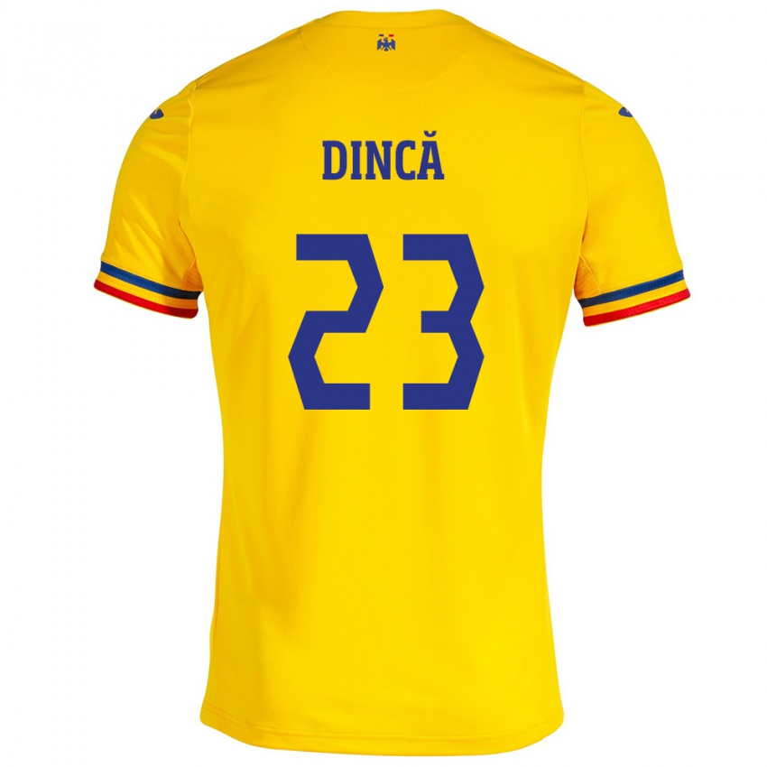 Kinder Rumänische David Dincă #23 Gelb Heimtrikot Trikot 24-26 T-Shirt Österreich