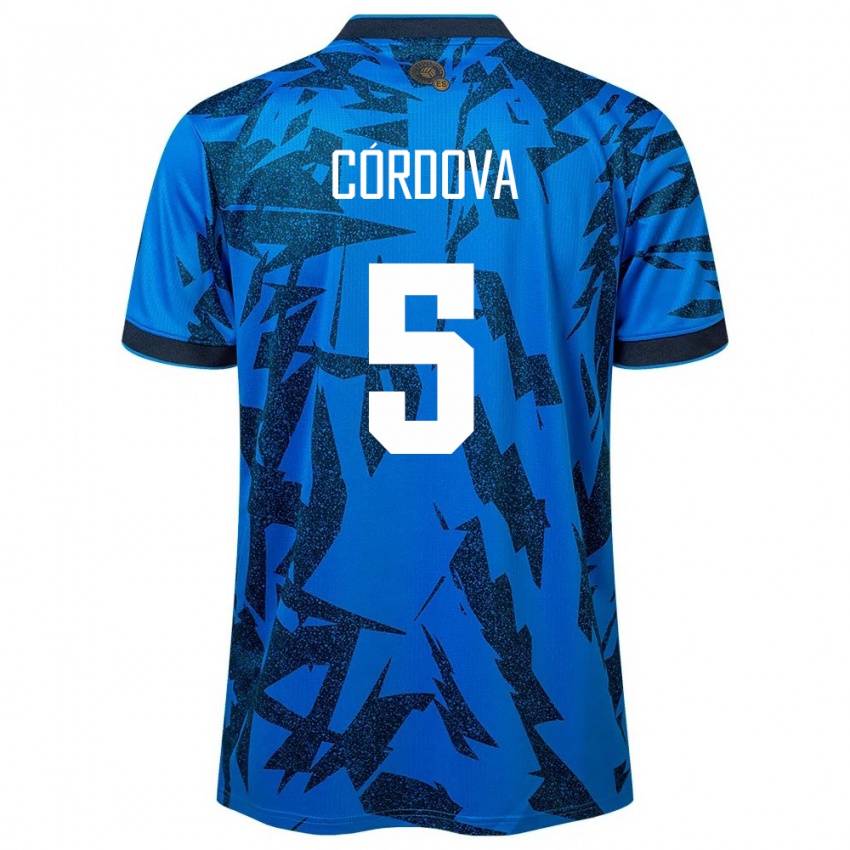 Kinder El Salvador Edwin Córdova #5 Blau Heimtrikot Trikot 24-26 T-Shirt Österreich