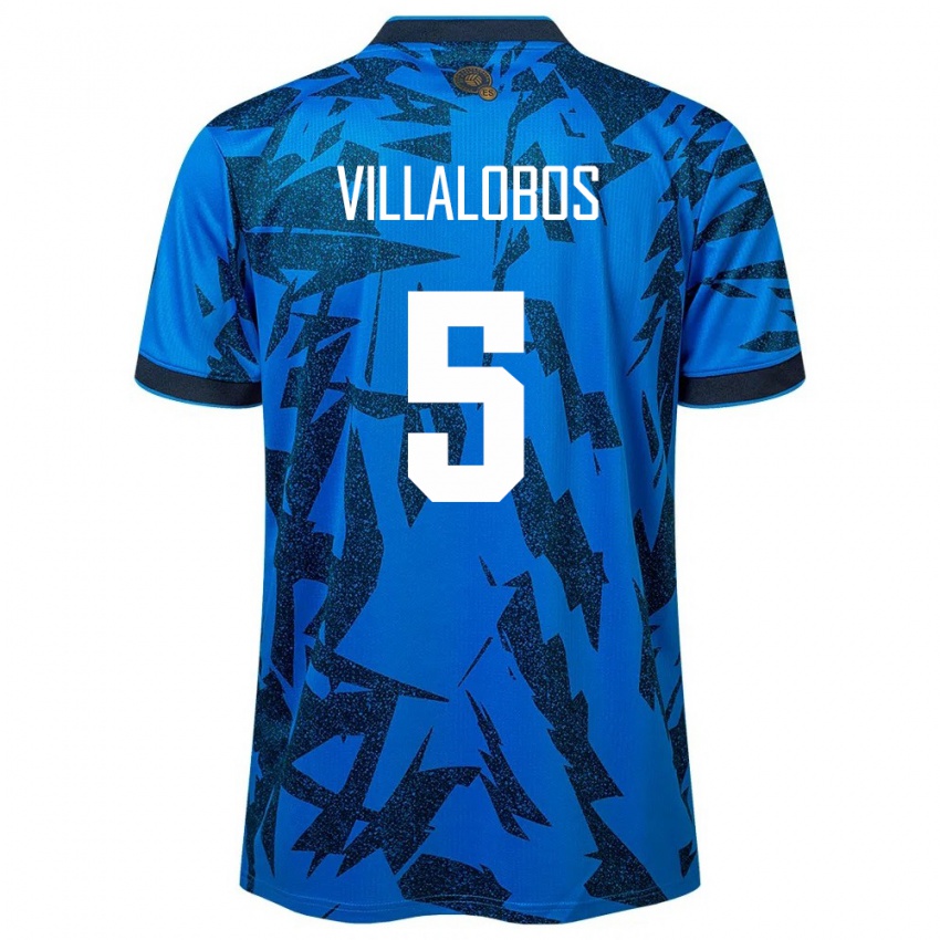 Kinder El Salvador Kristian Villalobos #5 Blau Heimtrikot Trikot 24-26 T-Shirt Österreich