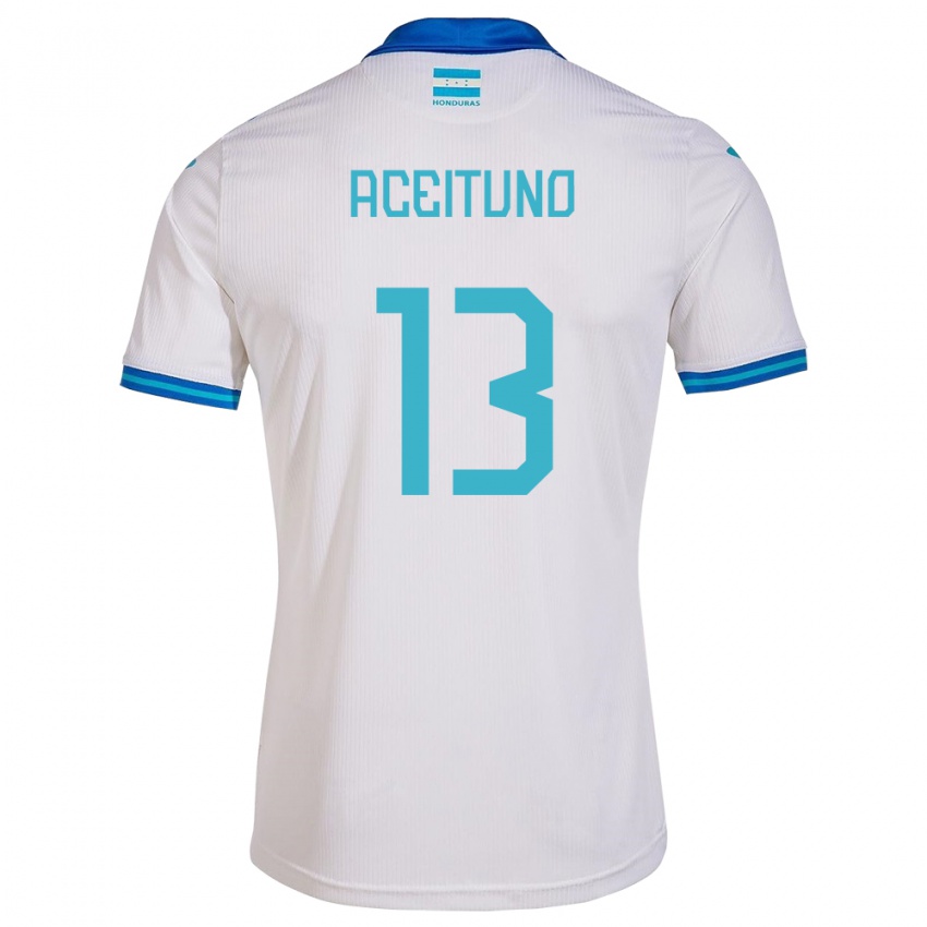 Kinder Honduras Marco Aceituno #13 Weiß Heimtrikot Trikot 24-26 T-Shirt Österreich