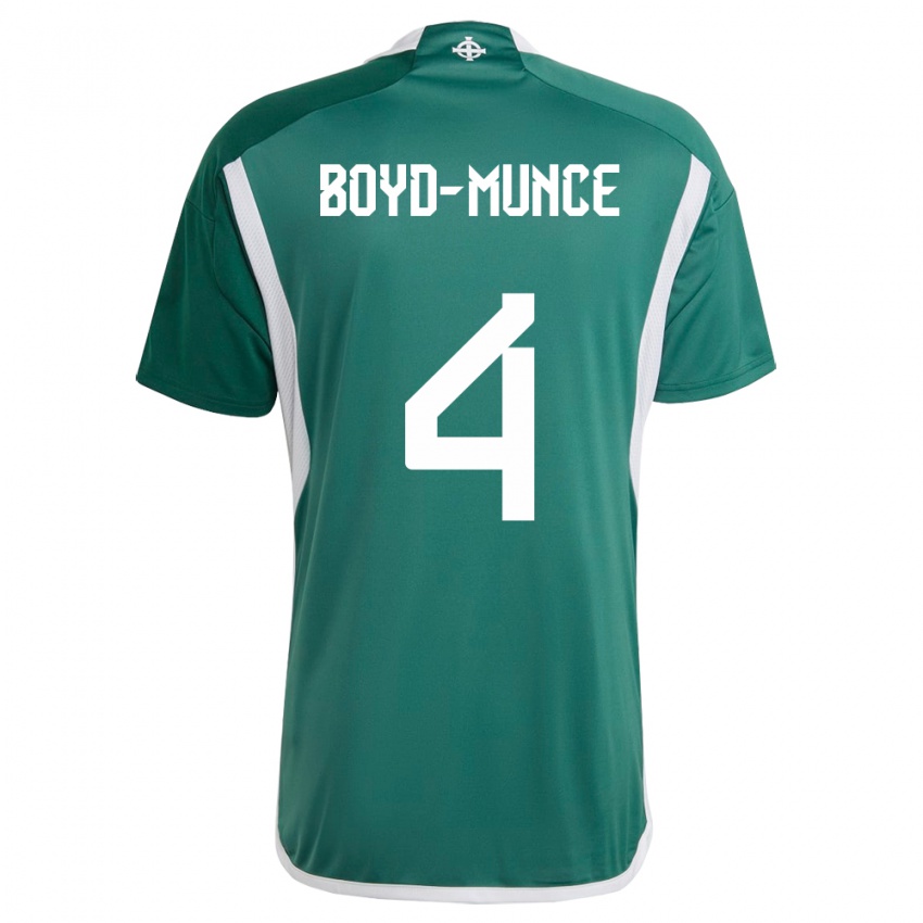 Kinder Nordirland Caolan Boyd-Munce #4 Grün Heimtrikot Trikot 24-26 T-Shirt Österreich