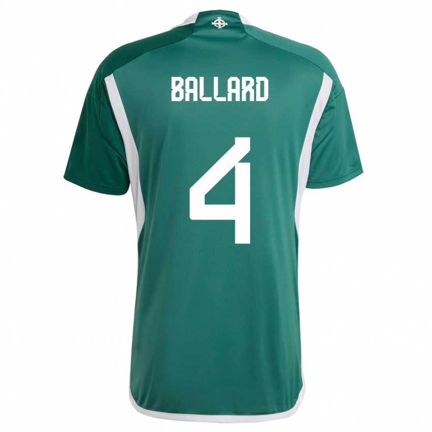 Kinder Nordirland Daniel Ballard #4 Grün Heimtrikot Trikot 24-26 T-Shirt Österreich