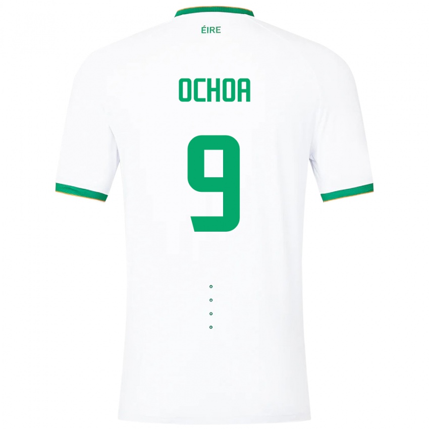 Kinder Irische Aarón Ochoa #9 Weiß Auswärtstrikot Trikot 24-26 T-Shirt Österreich