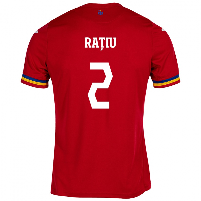 Kinder Rumänische Andrei Rațiu #2 Rot Auswärtstrikot Trikot 24-26 T-Shirt Österreich