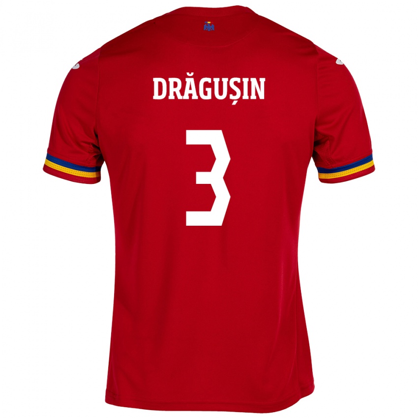 Kinder Rumänische Radu Drăgușin #3 Rot Auswärtstrikot Trikot 24-26 T-Shirt Österreich