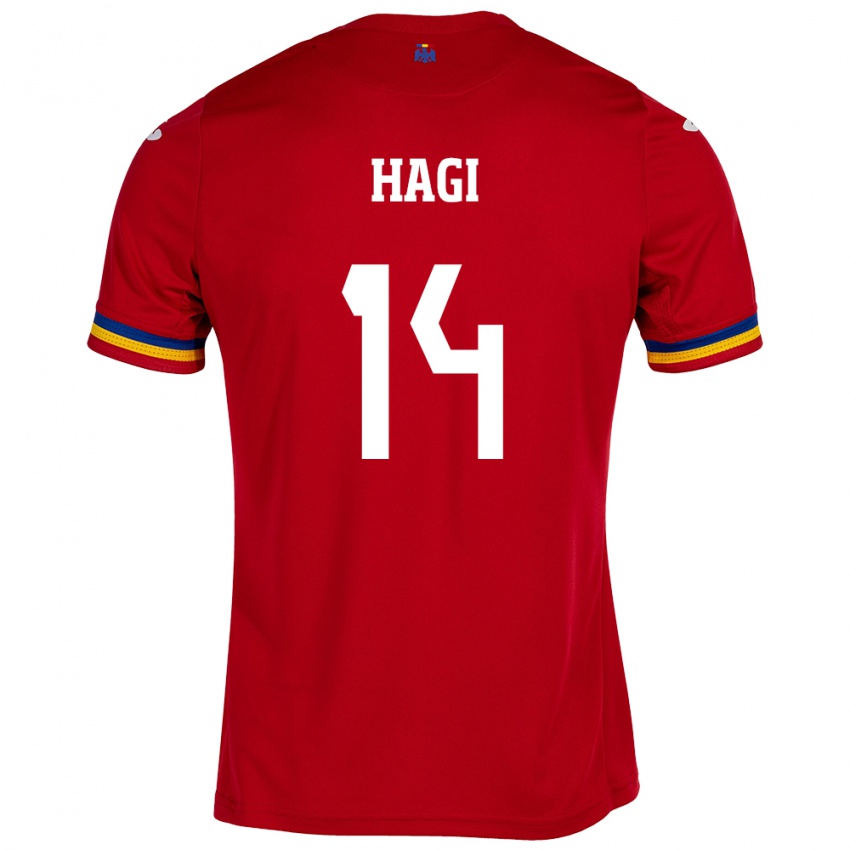 Kinder Rumänische Ianis Hagi #14 Rot Auswärtstrikot Trikot 24-26 T-Shirt Österreich