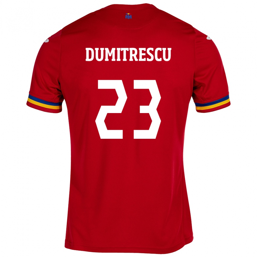 Kinder Rumänische Andres Dumitrescu #23 Rot Auswärtstrikot Trikot 24-26 T-Shirt Österreich