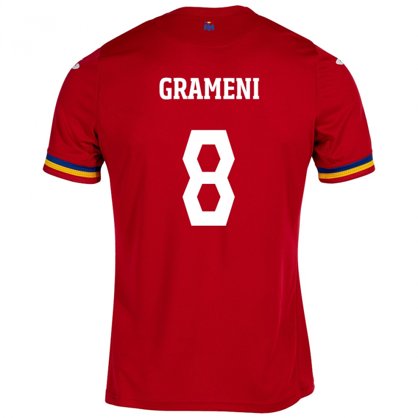 Kinder Rumänische Constantin Grameni #8 Rot Auswärtstrikot Trikot 24-26 T-Shirt Österreich