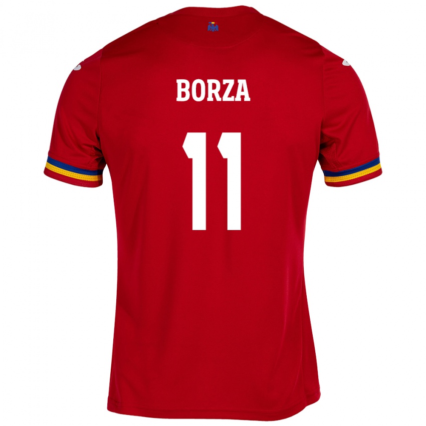 Kinder Rumänische Andrei Borza #11 Rot Auswärtstrikot Trikot 24-26 T-Shirt Österreich