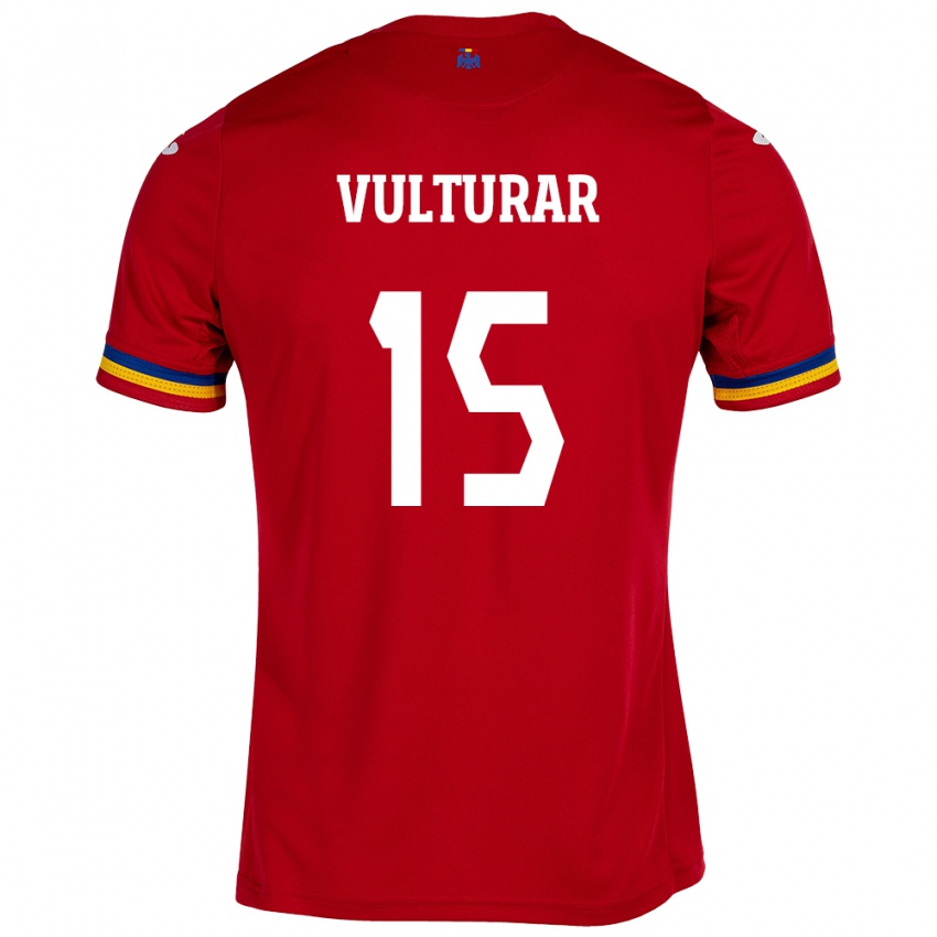 Kinder Rumänische Cătălin Vulturar #15 Rot Auswärtstrikot Trikot 24-26 T-Shirt Österreich