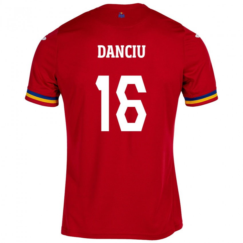 Kinder Rumänische Marian Danciu #16 Rot Auswärtstrikot Trikot 24-26 T-Shirt Österreich