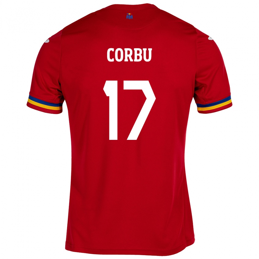 Kinder Rumänische Marius Corbu #17 Rot Auswärtstrikot Trikot 24-26 T-Shirt Österreich