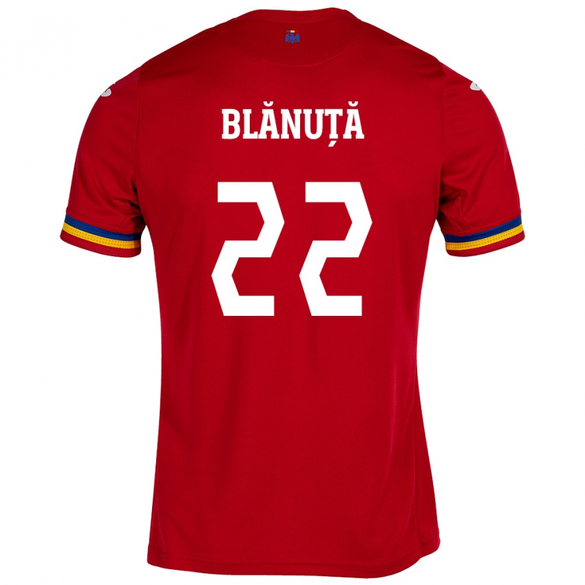 Kinder Rumänische Vladislav Blănuță #22 Rot Auswärtstrikot Trikot 24-26 T-Shirt Österreich