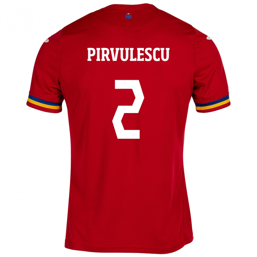 Kinder Rumänische Sergiu Pîrvulescu #2 Rot Auswärtstrikot Trikot 24-26 T-Shirt Österreich