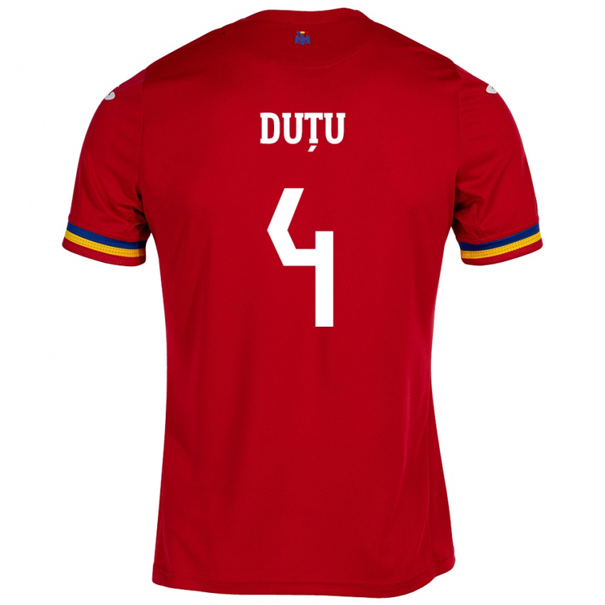 Kinder Rumänische Ștefan Duțu #4 Rot Auswärtstrikot Trikot 24-26 T-Shirt Österreich