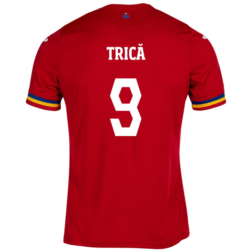 Kinder Rumänische Atanas Trică #9 Rot Auswärtstrikot Trikot 24-26 T-Shirt Österreich