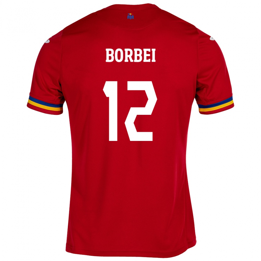 Kinder Rumänische Alexandru Borbei #12 Rot Auswärtstrikot Trikot 24-26 T-Shirt Österreich