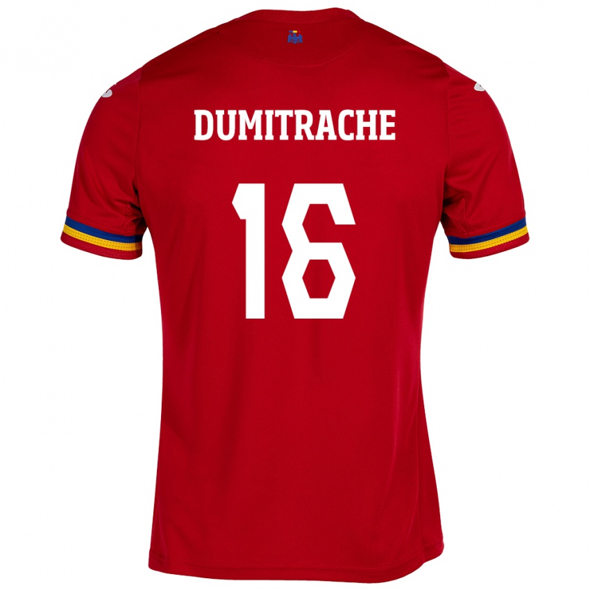 Kinder Rumänische Valentin Dumitrache #16 Rot Auswärtstrikot Trikot 24-26 T-Shirt Österreich