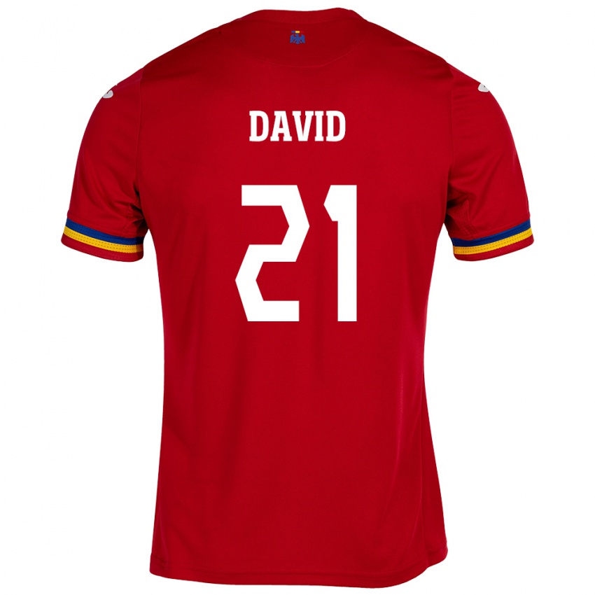 Kinder Rumänische Gabriel David #21 Rot Auswärtstrikot Trikot 24-26 T-Shirt Österreich