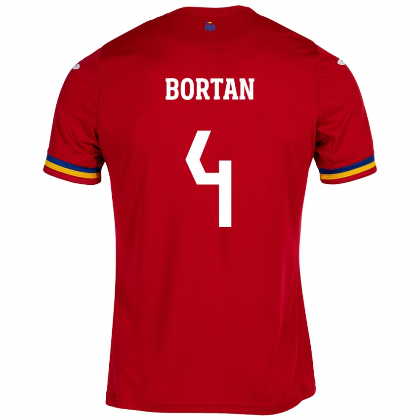 Kinder Rumänische Ioana Bortan #4 Rot Auswärtstrikot Trikot 24-26 T-Shirt Österreich