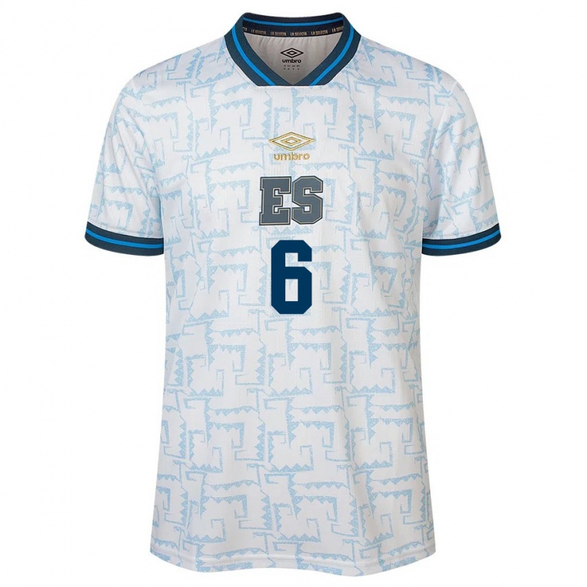 Kinder El Salvador Mauricio Cerritos #6 Weiß Auswärtstrikot Trikot 24-26 T-Shirt Österreich