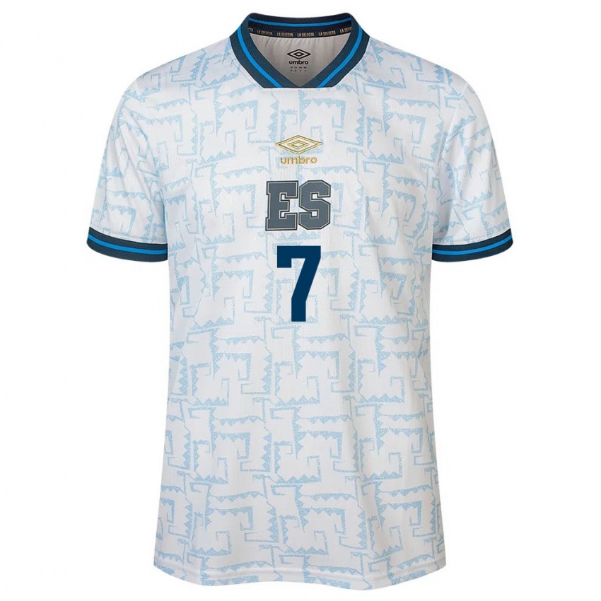 Kinder El Salvador Jefferson Valladares #7 Weiß Auswärtstrikot Trikot 24-26 T-Shirt Österreich