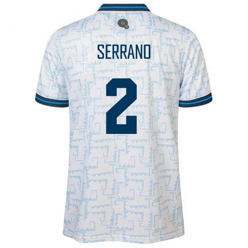 Kinder El Salvador Alejandro Serrano #2 Weiß Auswärtstrikot Trikot 24-26 T-Shirt Österreich