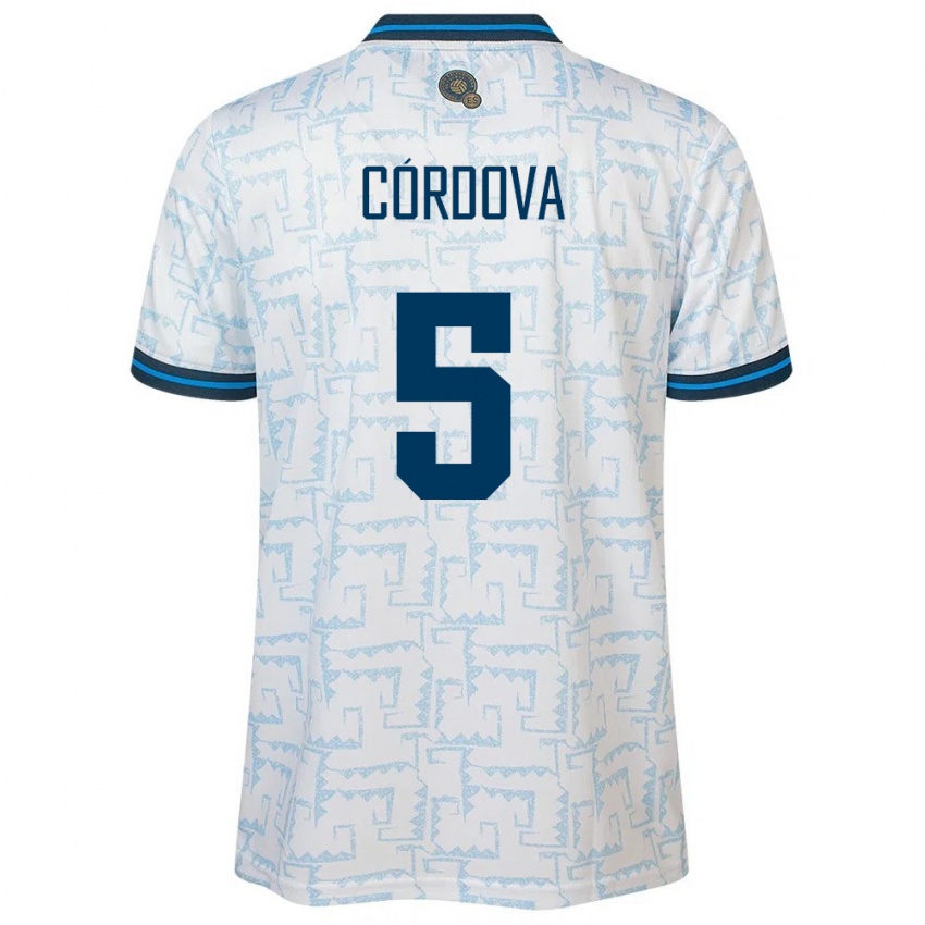 Kinder El Salvador Edwin Córdova #5 Weiß Auswärtstrikot Trikot 24-26 T-Shirt Österreich