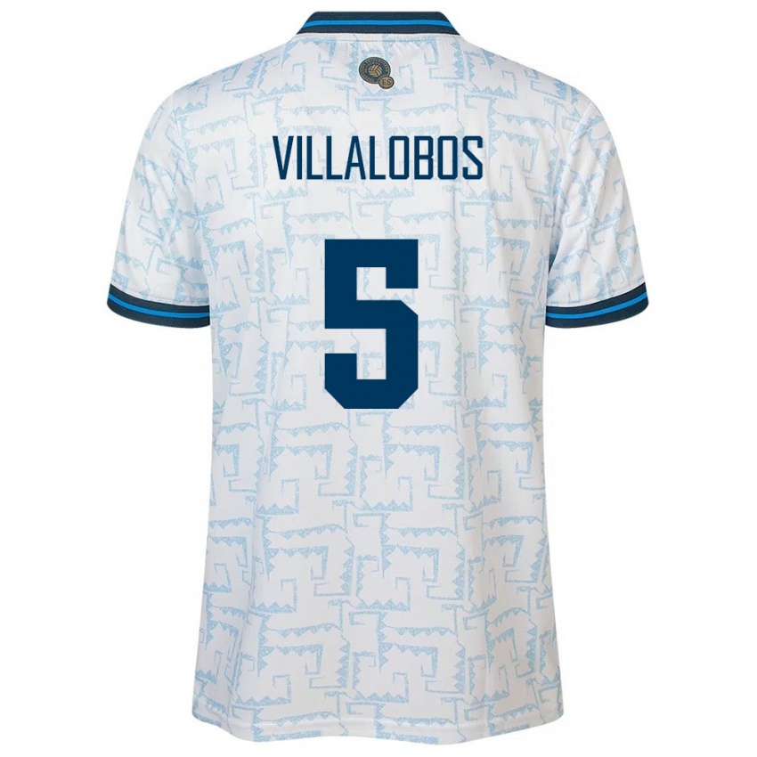 Kinder El Salvador Kristian Villalobos #5 Weiß Auswärtstrikot Trikot 24-26 T-Shirt Österreich