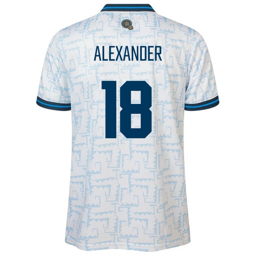 Kinder El Salvador Alexander Aguilar #18 Weiß Auswärtstrikot Trikot 24-26 T-Shirt Österreich