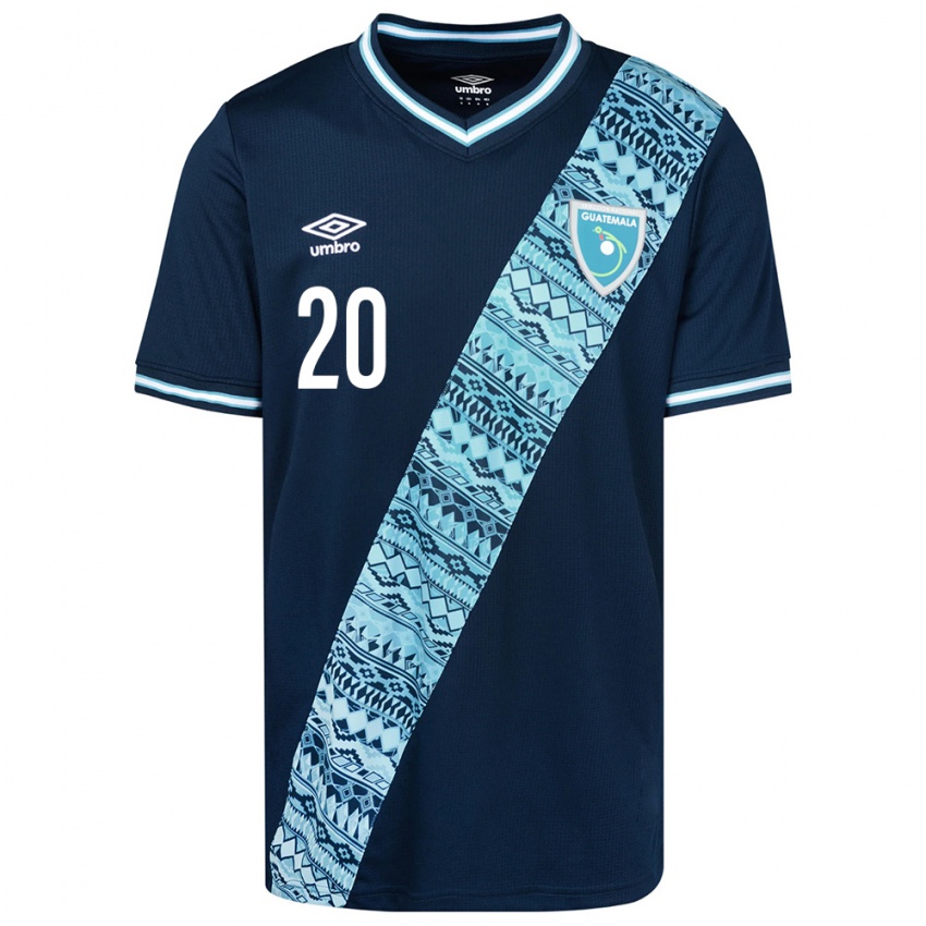 Kinder Guatemala Brayam Castañeda #20 Blau Auswärtstrikot Trikot 24-26 T-Shirt Österreich