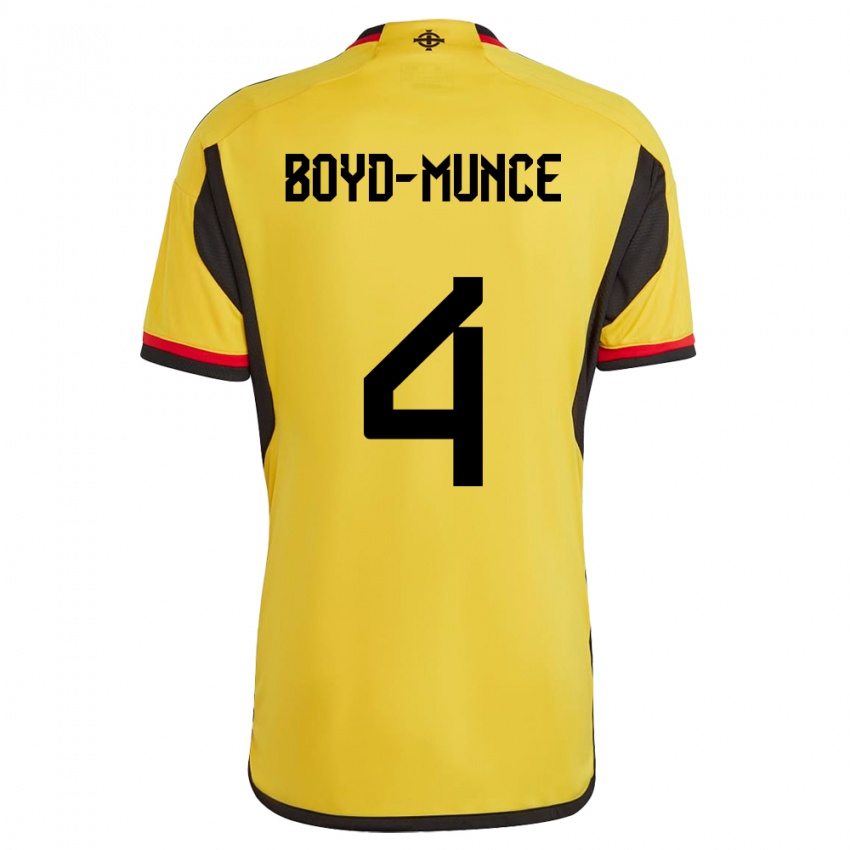 Kinder Nordirland Caolan Boyd-Munce #4 Weiß Auswärtstrikot Trikot 24-26 T-Shirt Österreich