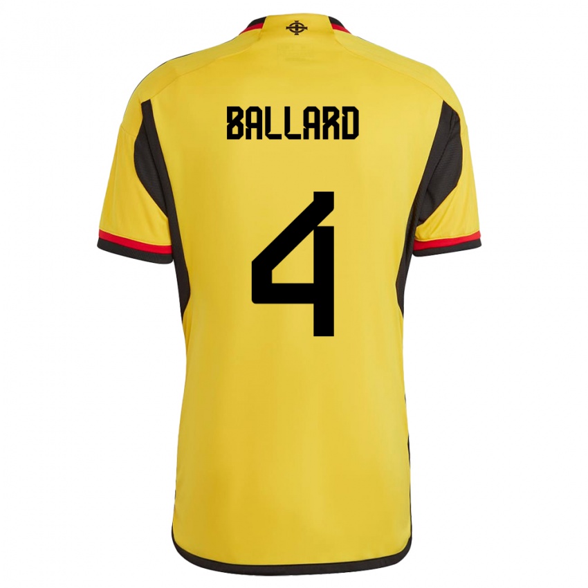 Kinder Nordirland Daniel Ballard #4 Weiß Auswärtstrikot Trikot 24-26 T-Shirt Österreich