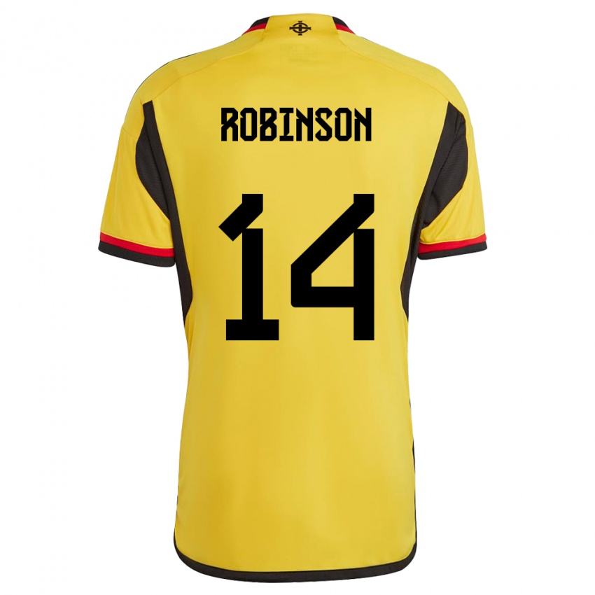 Kinder Nordirland Darren Robinson #14 Weiß Auswärtstrikot Trikot 24-26 T-Shirt Österreich