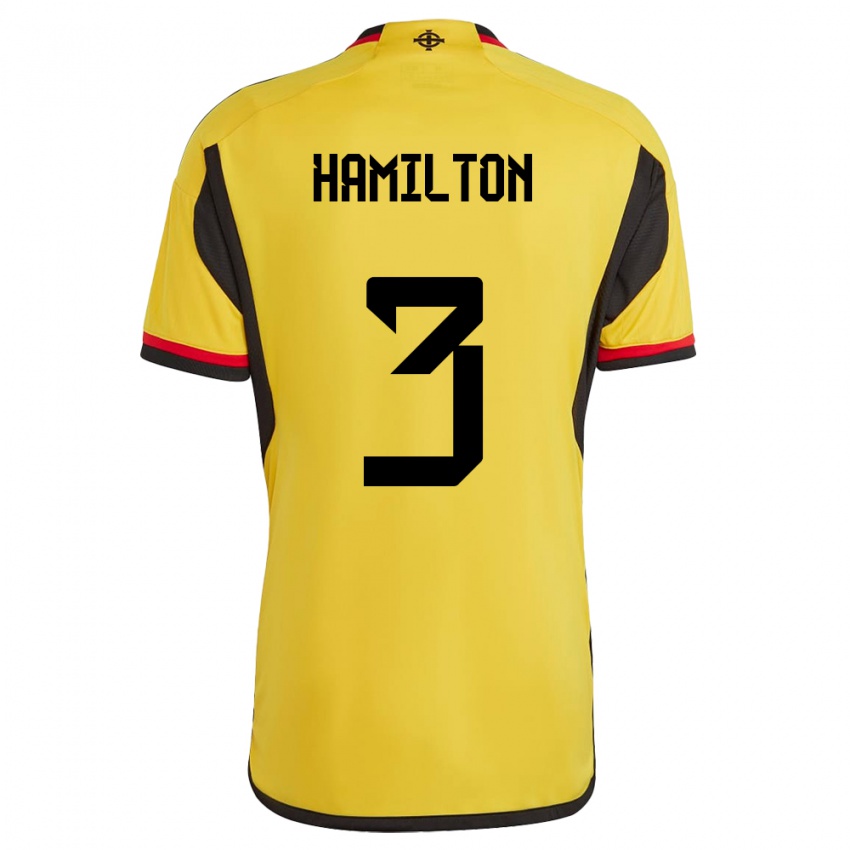 Kinder Nordirland Brendan Hamilton #3 Weiß Auswärtstrikot Trikot 24-26 T-Shirt Österreich