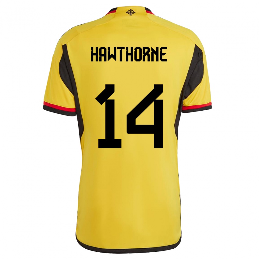 Kinder Nordirland Keevan Hawthorne #14 Weiß Auswärtstrikot Trikot 24-26 T-Shirt Österreich