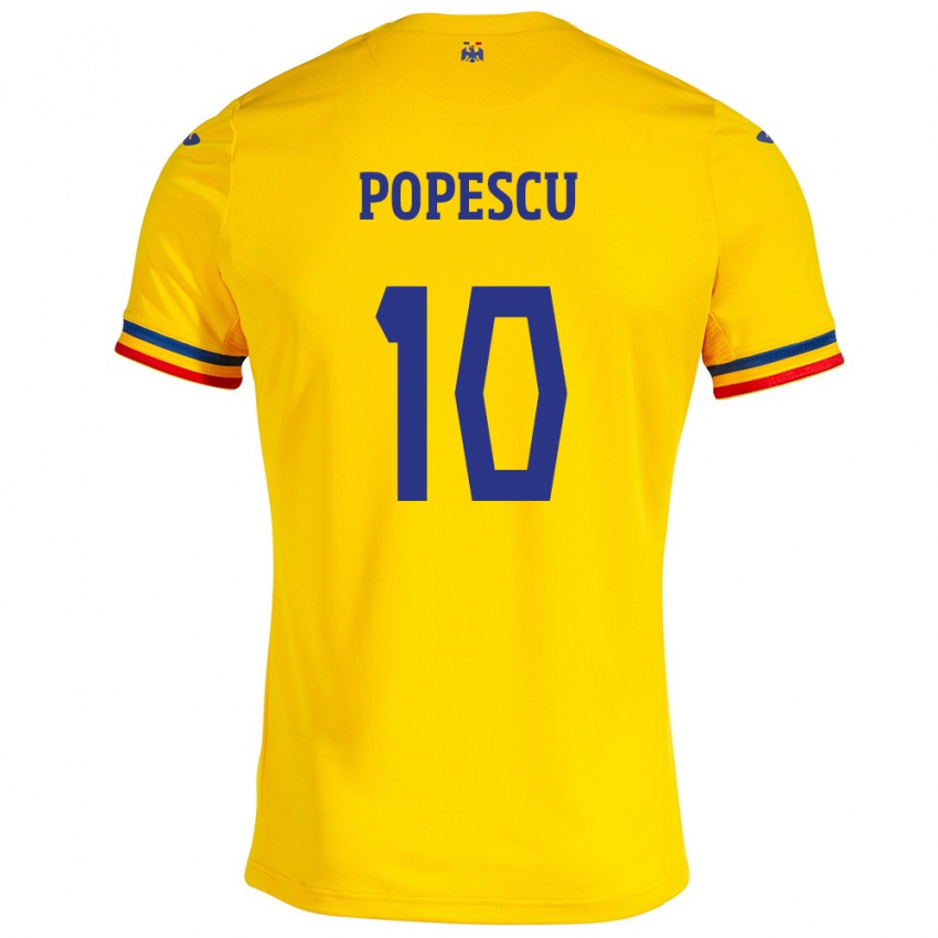 Herren Rumänische Octavian Popescu #10 Gelb Heimtrikot Trikot 24-26 T-Shirt Österreich