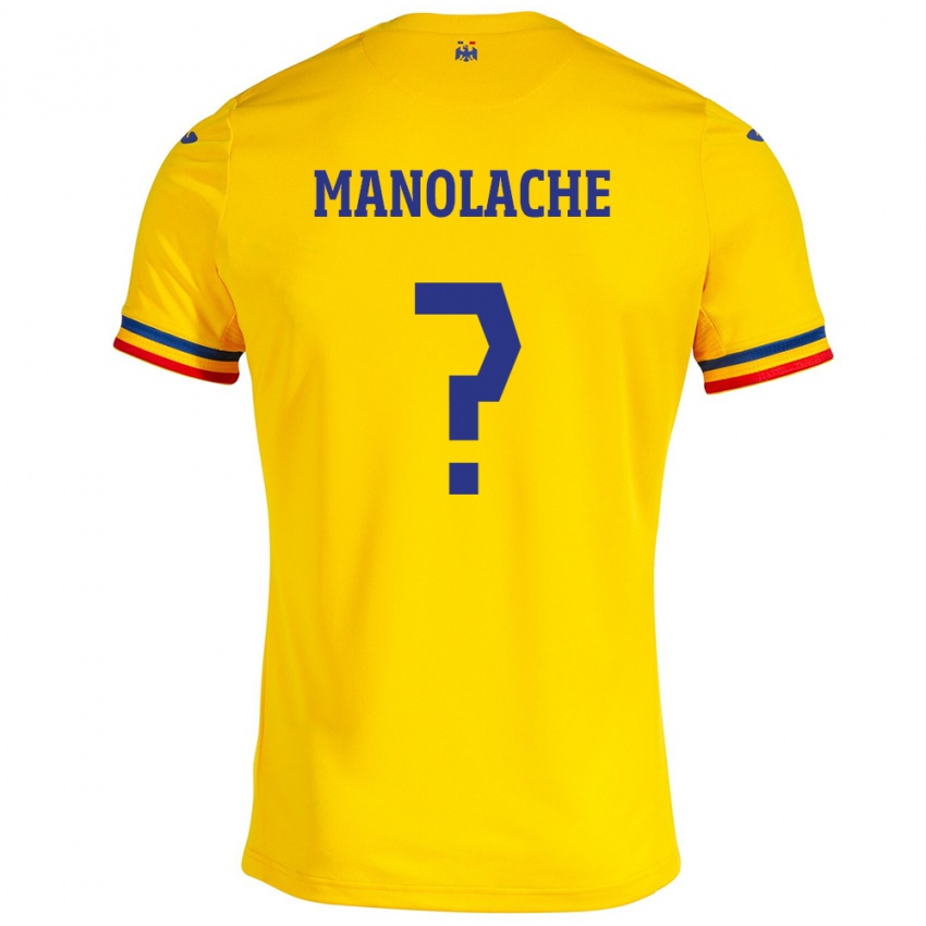 Herren Rumänische Luca Manolache #0 Gelb Heimtrikot Trikot 24-26 T-Shirt Österreich