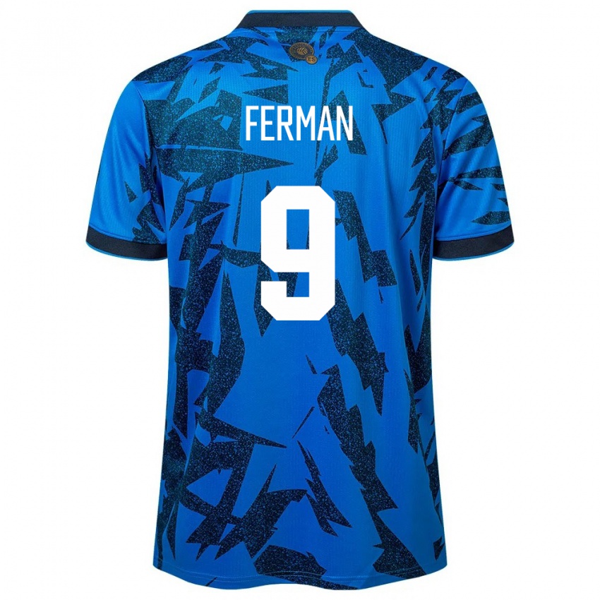 Herren El Salvador Javier Ferman #9 Blau Heimtrikot Trikot 24-26 T-Shirt Österreich